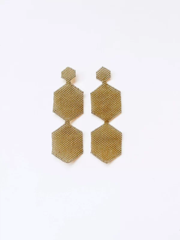 Arete hexagono doble dorado