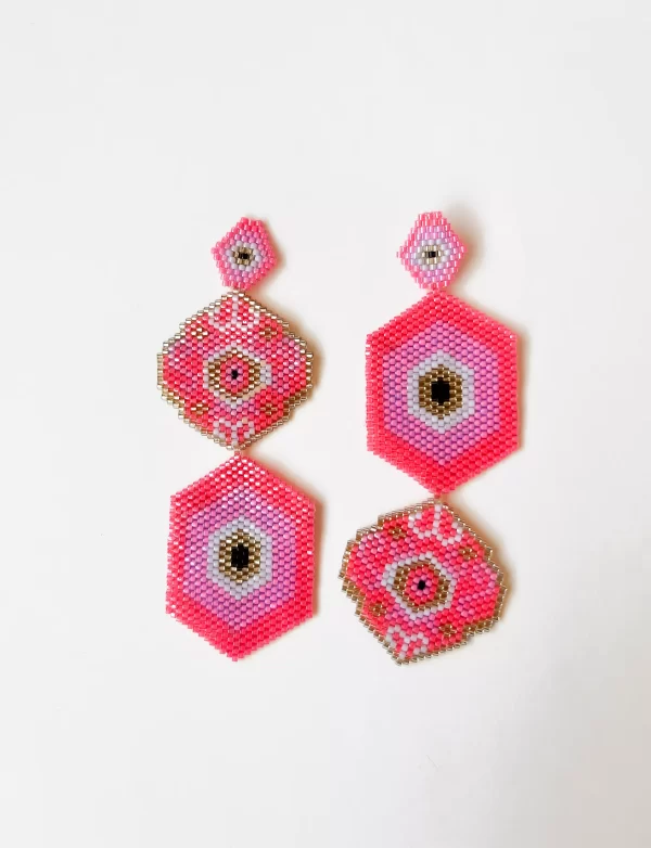 Arete mosaico rosado