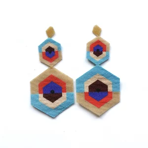 ARETE HEXAGONO DOBLE AZUL Y DORADO